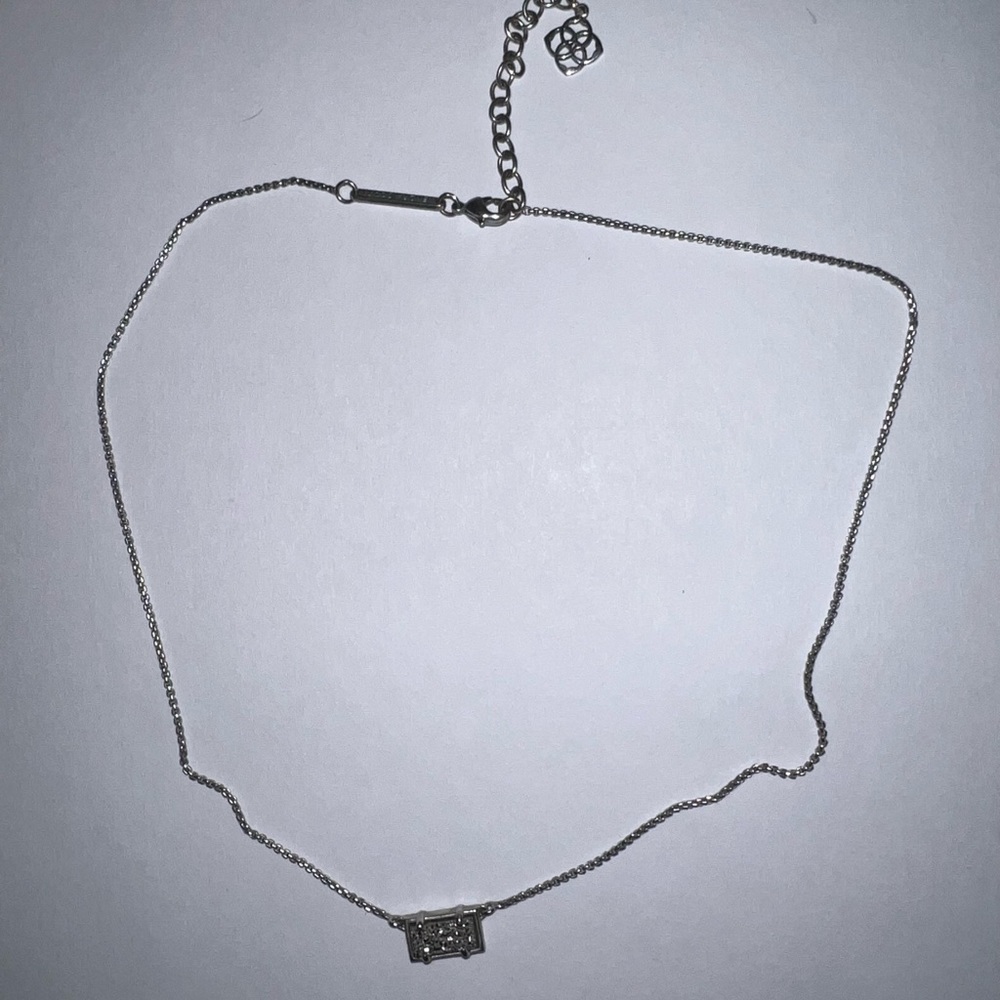 Kendra Scott Pattie Pendant Necklace in Platinum Drusy and Gunmetal plated